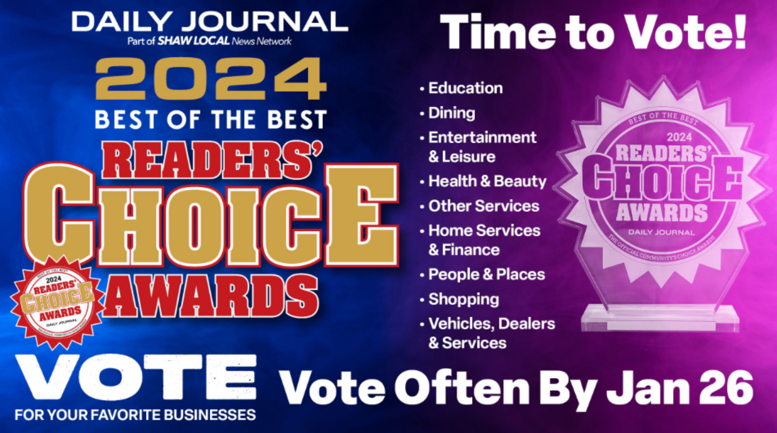 Five chances to vote for Riverside in Daily Journal’s Readers’ Choice Awards